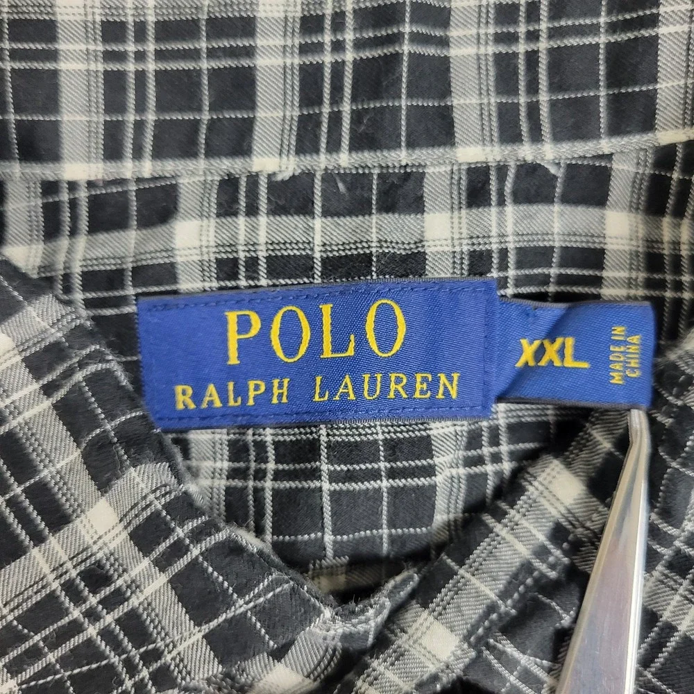 Polo Ralph Lauren Mens 2XL Black Plaid Pony Button Up Long Sleeve